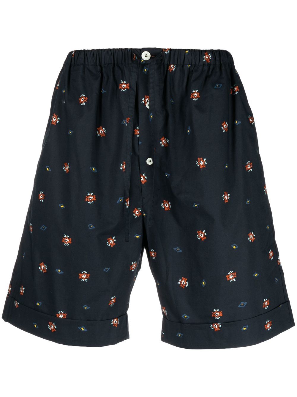 Graphic-print drawstring shorts - Blue