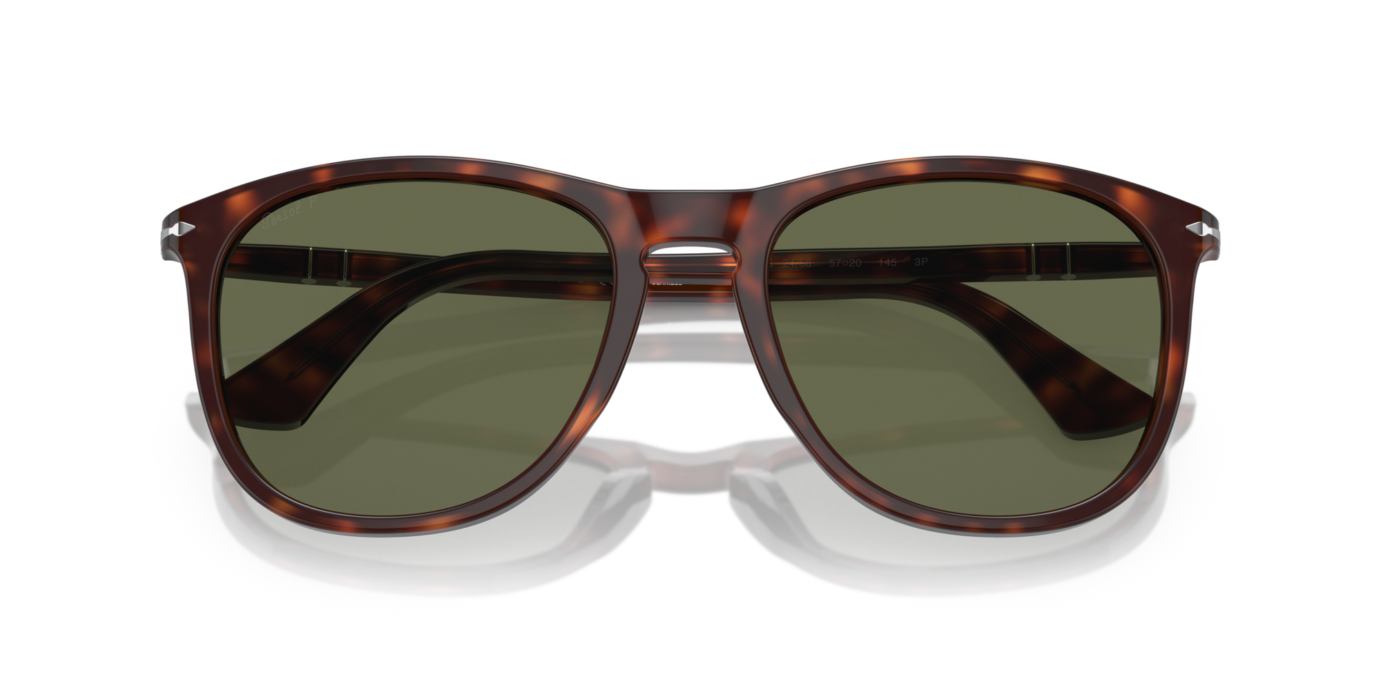 Persol Unisex Persol PO3314S 24/58 Sunglasses Acetate Turtle Green Pillow Polarized
