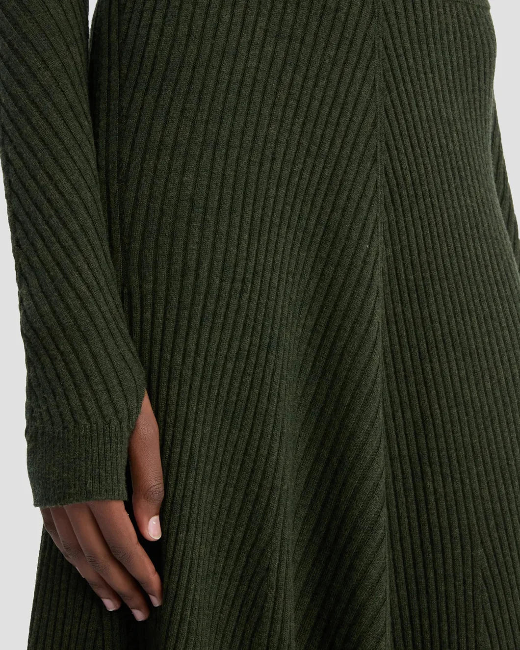 Ribbed Midi Knit Skirt In Oregano