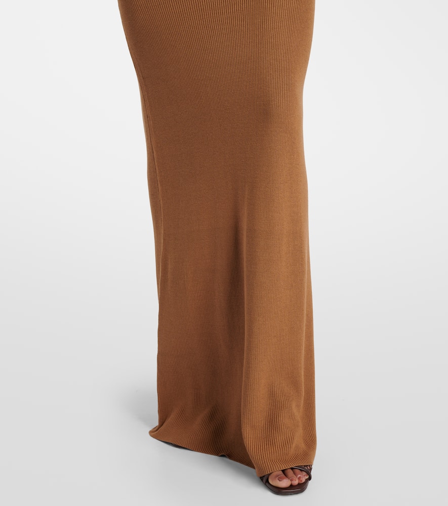 Aure gathered knitted silk-blend gown