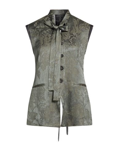 Woman Tailored Vest Green Size 4 Acetate, Viscose, Linen