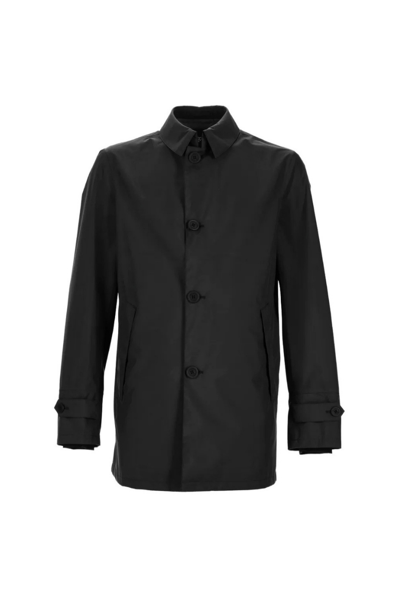 Tailored Single-Breasted Wool-Blend Coat — Black
