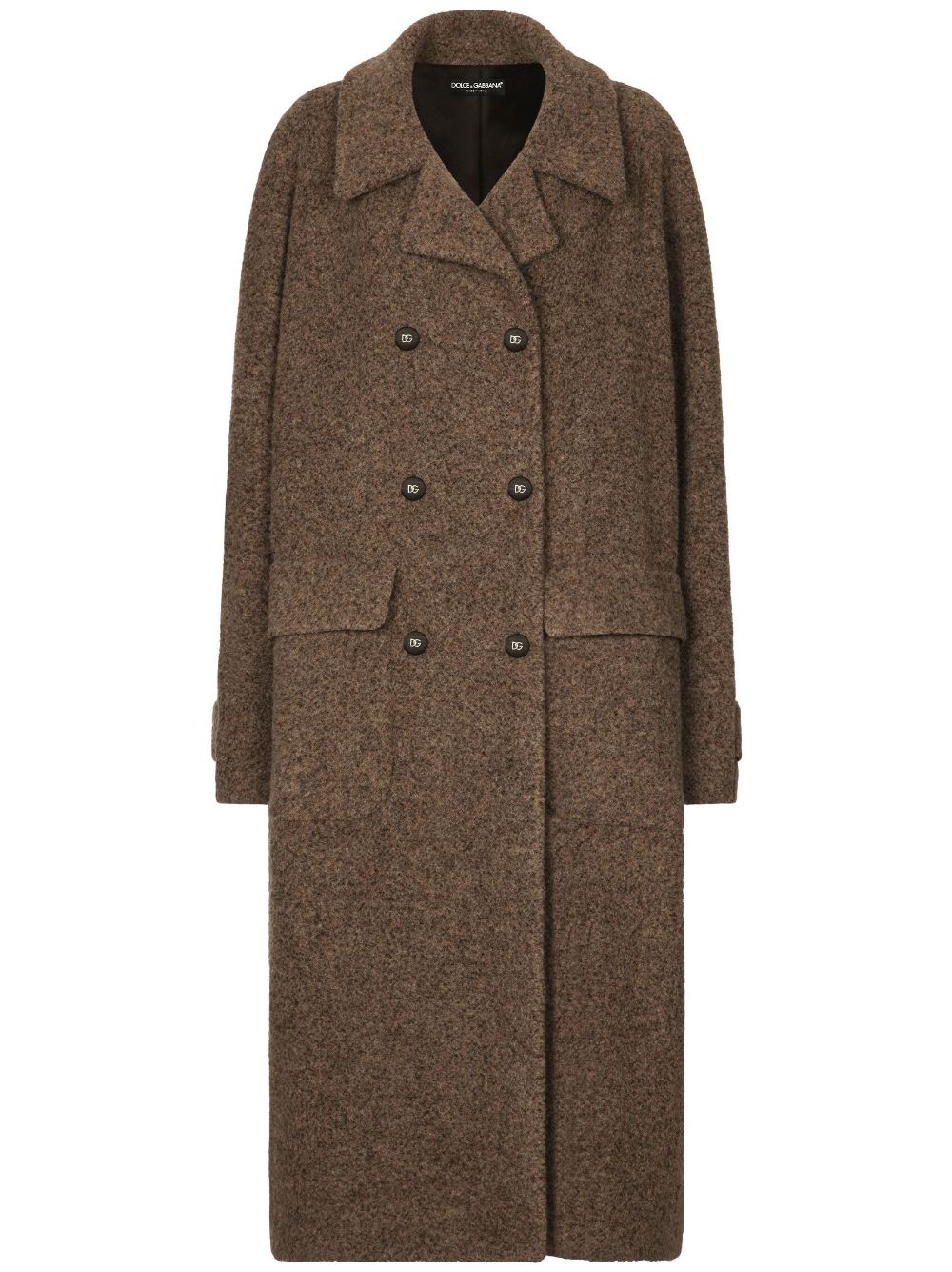 Notched-lapels button-down coat - Brown