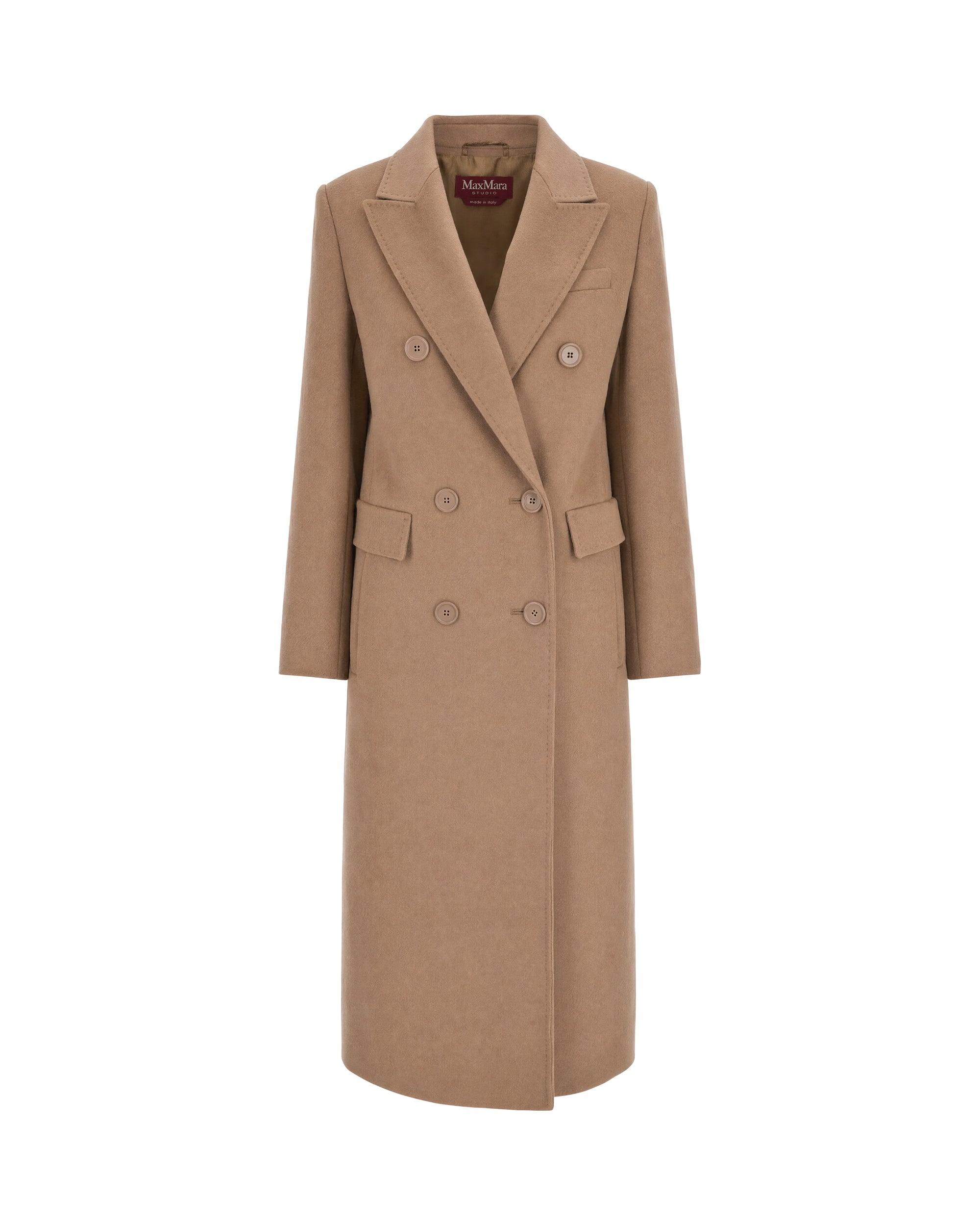 Double-Breasted Virgin Wool Coat — Camel