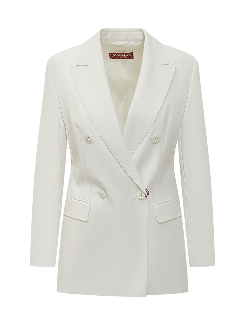 White Solid Notched Lapel Blazer