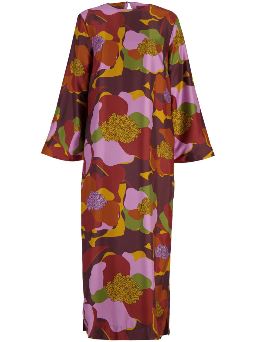 Shirley graphic-print silk-twill dress - Brown