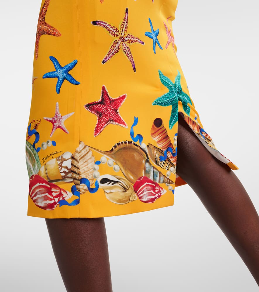 Capri printed silk-blend midi skirt