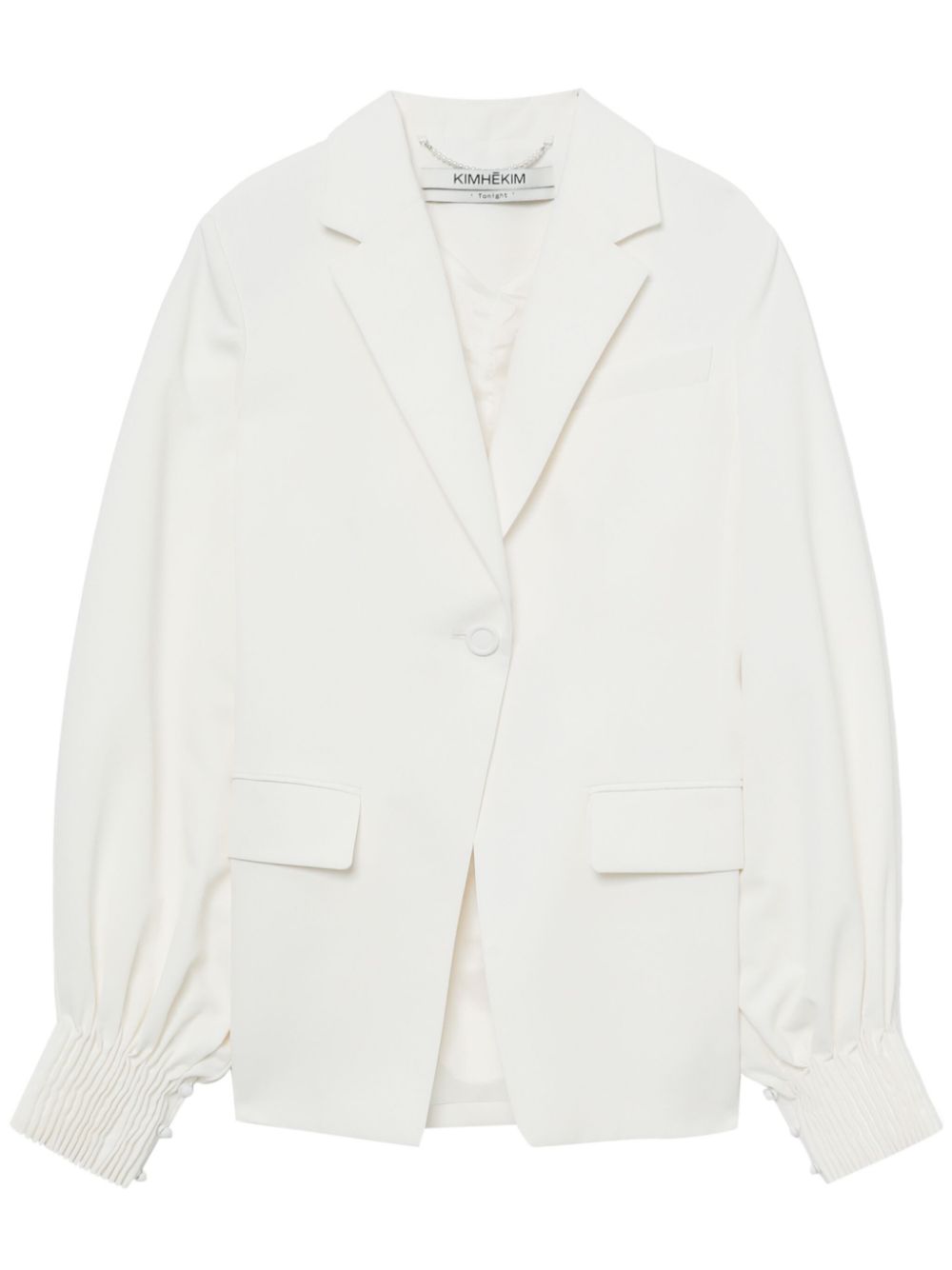 Single-button gathered-sleeve jacket - White