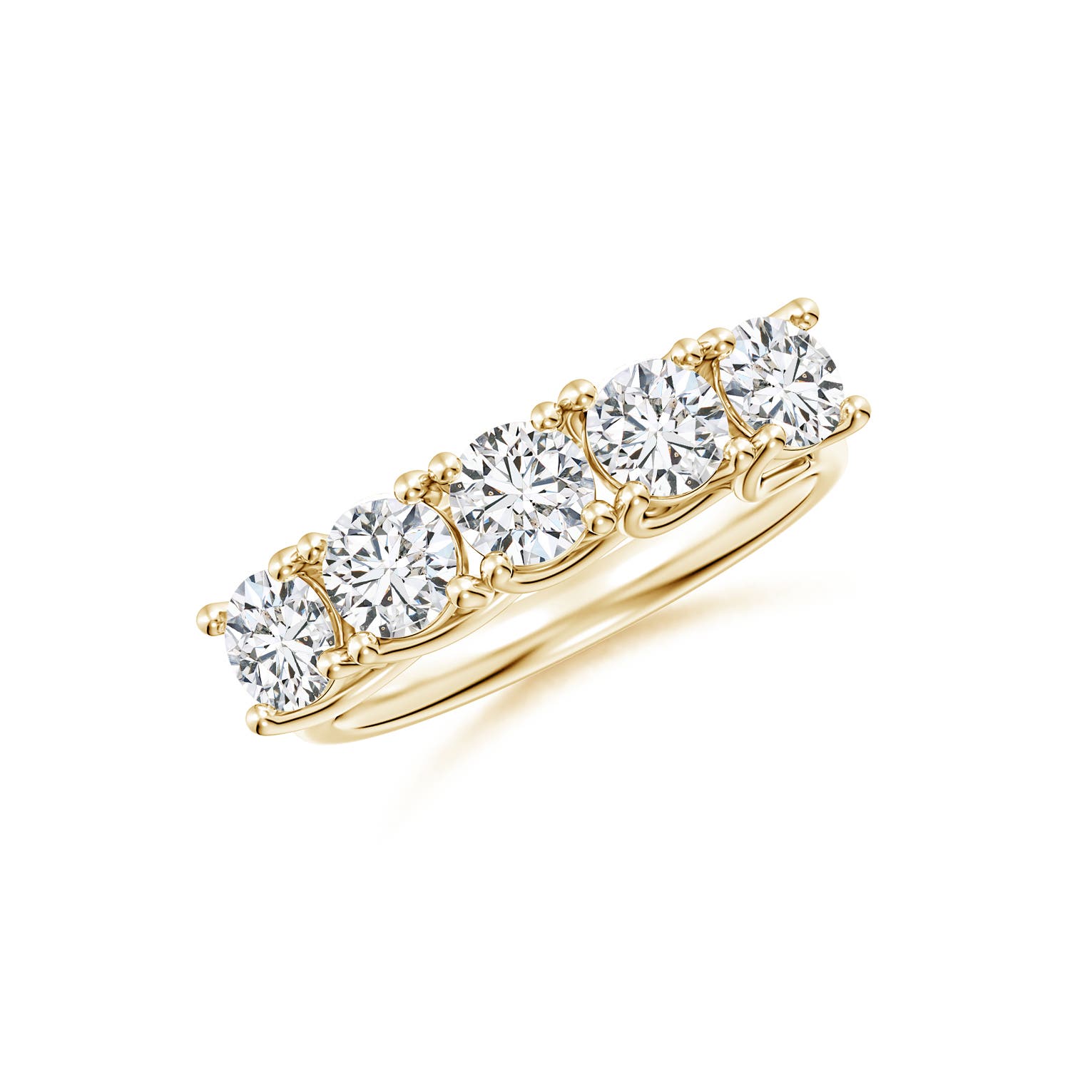 Angara 1.5 Carats Half Eternity Five Stone Diamond Wedding Band in 18K Yellow Gold