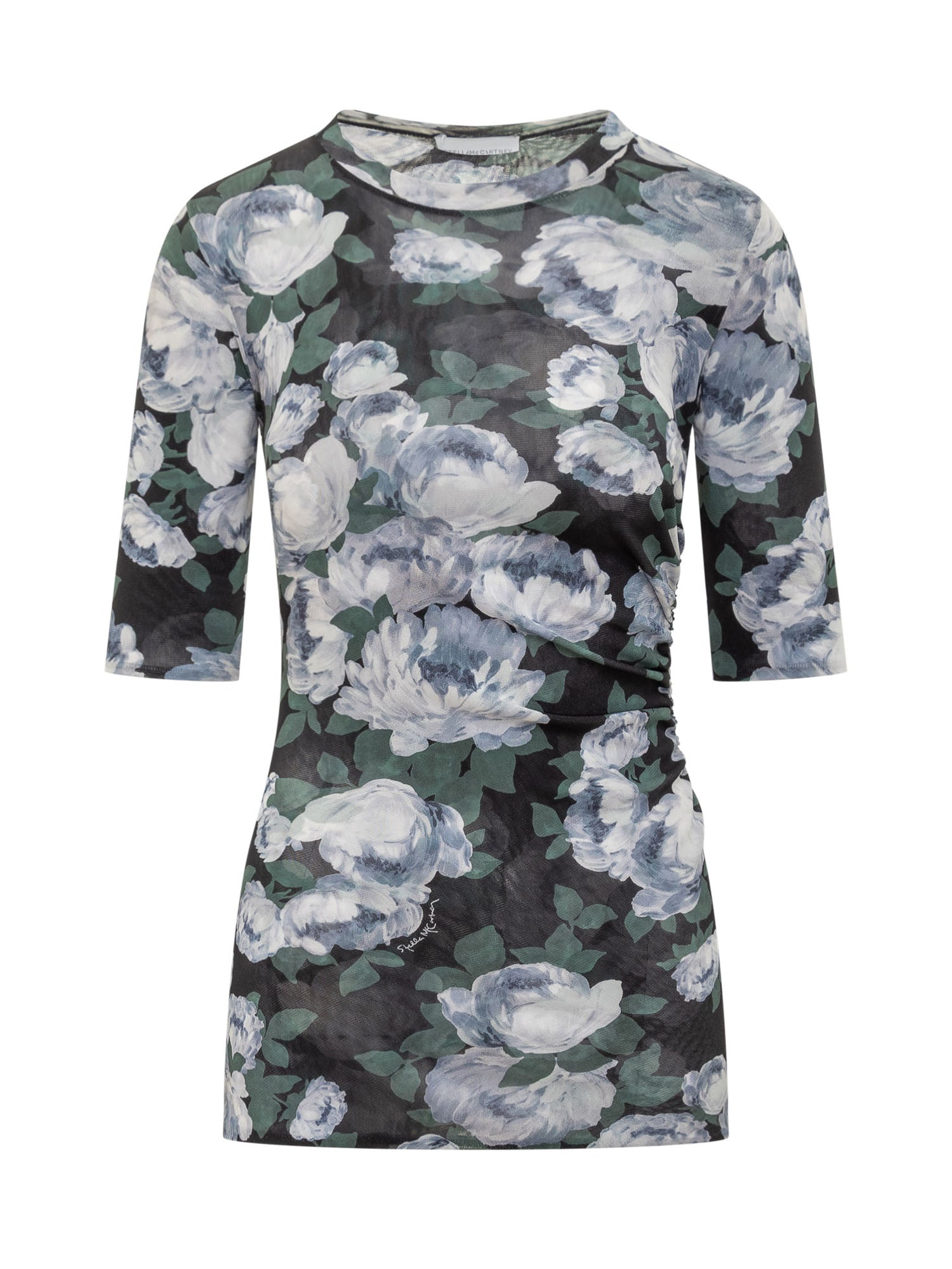 Floral Mesh Cutout Sleeve Top