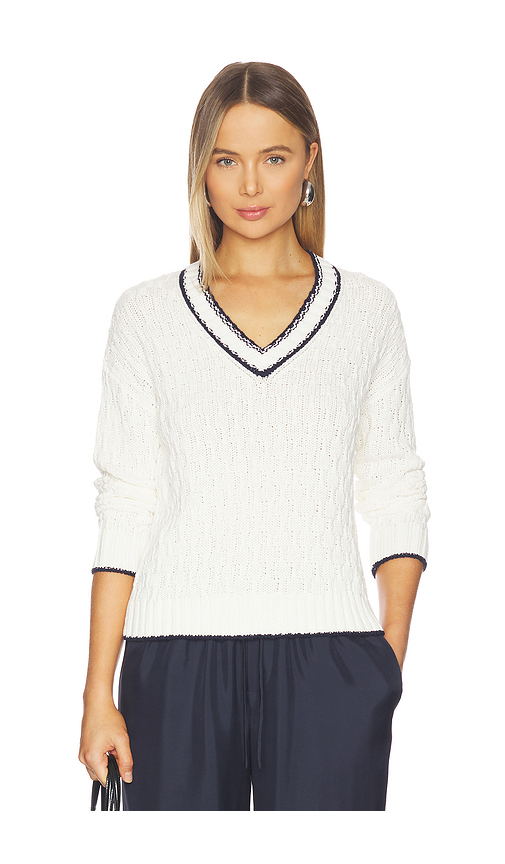 Stitches & Stripes Flannery V-neck Pullover in Chalk Combo. M also in L