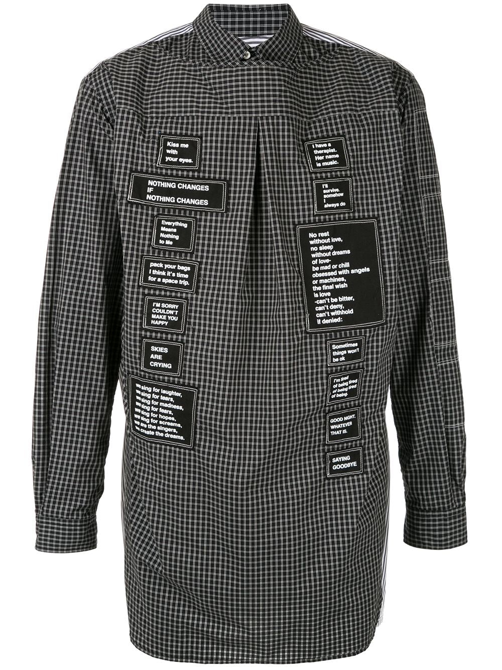 Deconstructed patch logo shirt