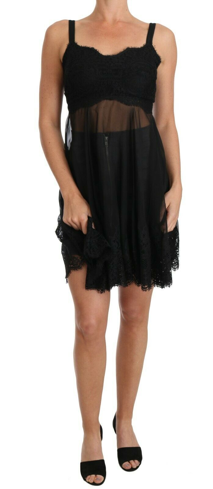 Silk Lace Chemise — Black