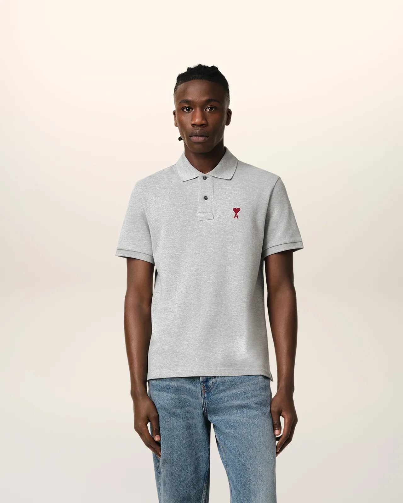 Ami Mens de Coeur Cotton Polo Grey