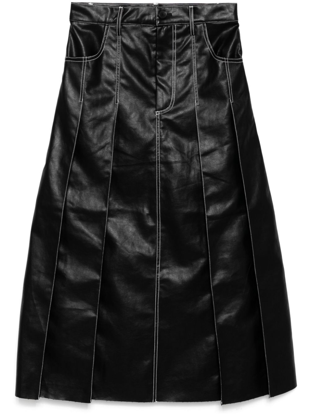 Contrast stitching midi skirt - Black