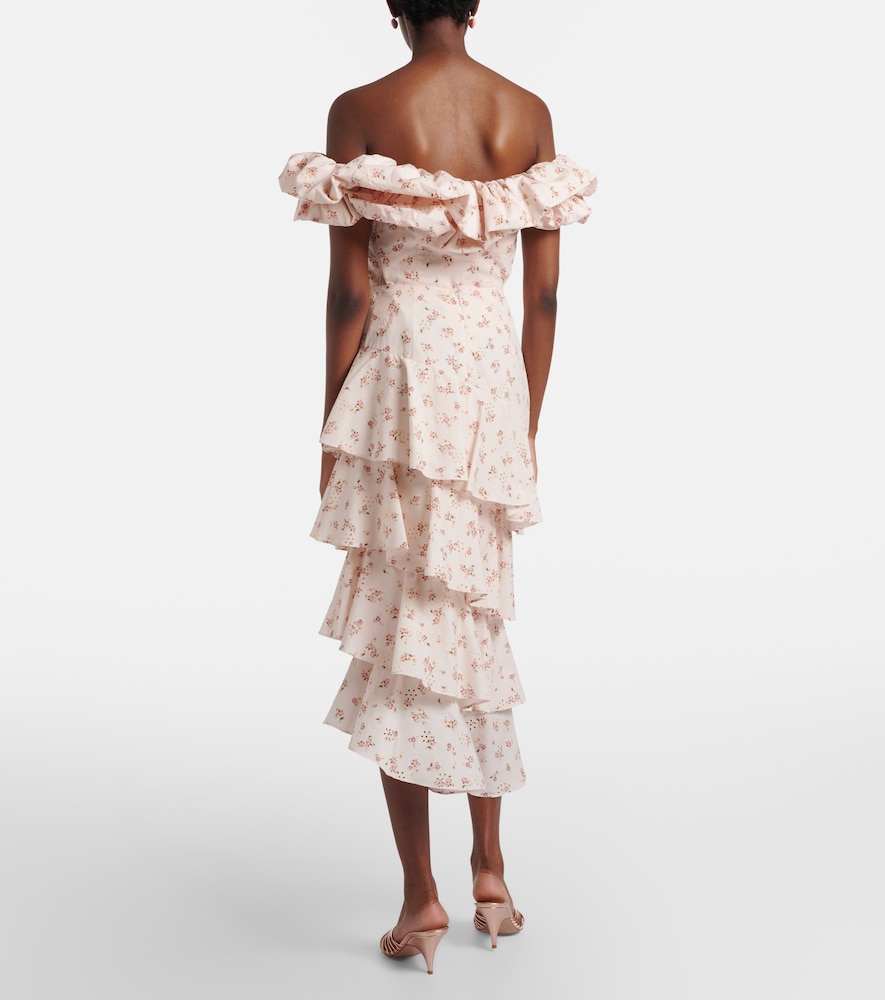 Laura floral tiered cotton midi skirt