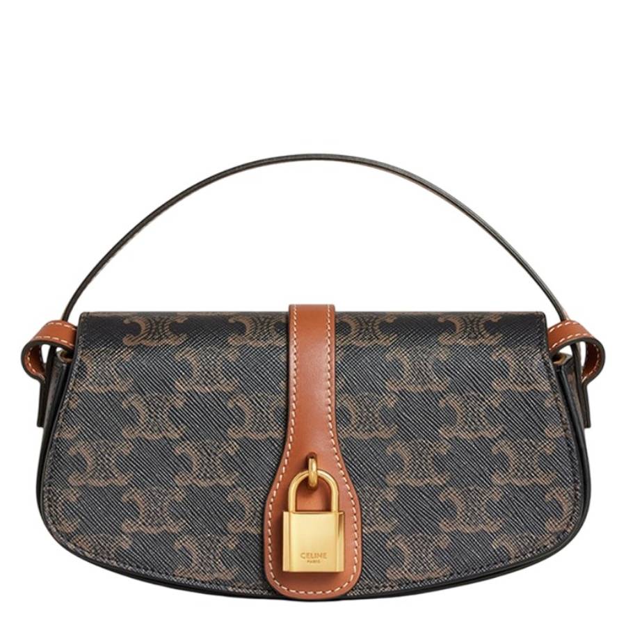 Triomphe Canvas and Calfskin Clutch On Strap