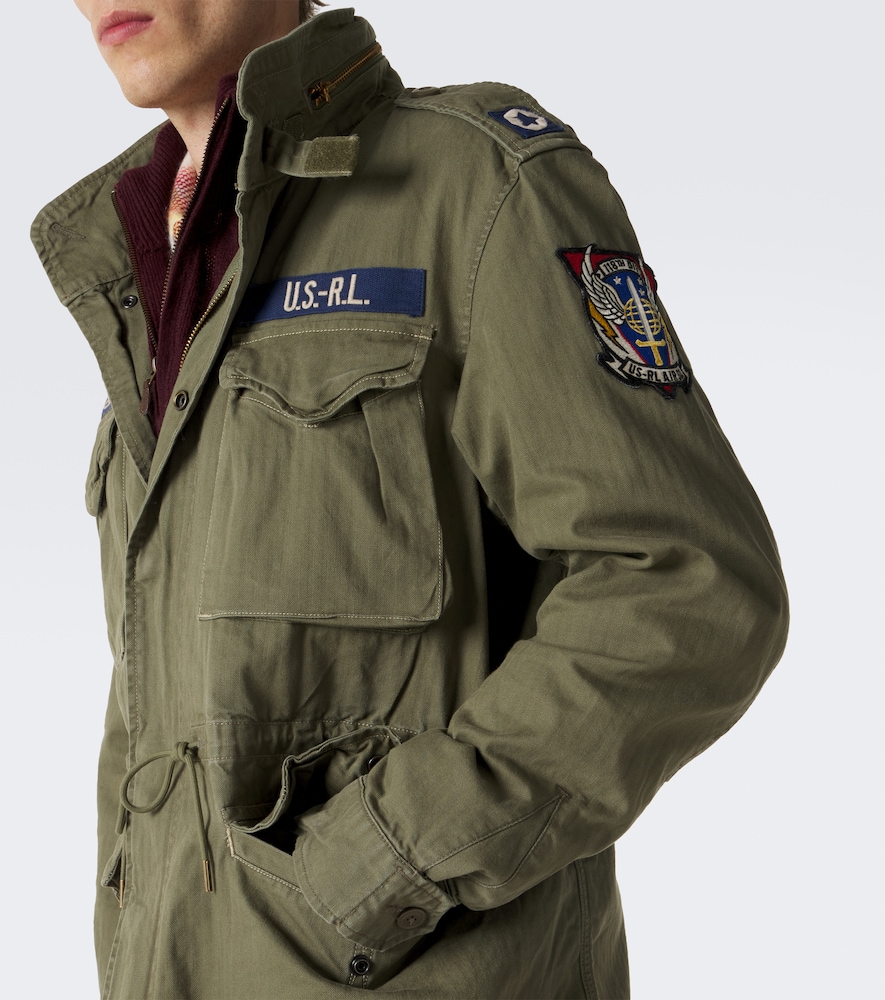 Iconic patch-appliqué cotton field jacket