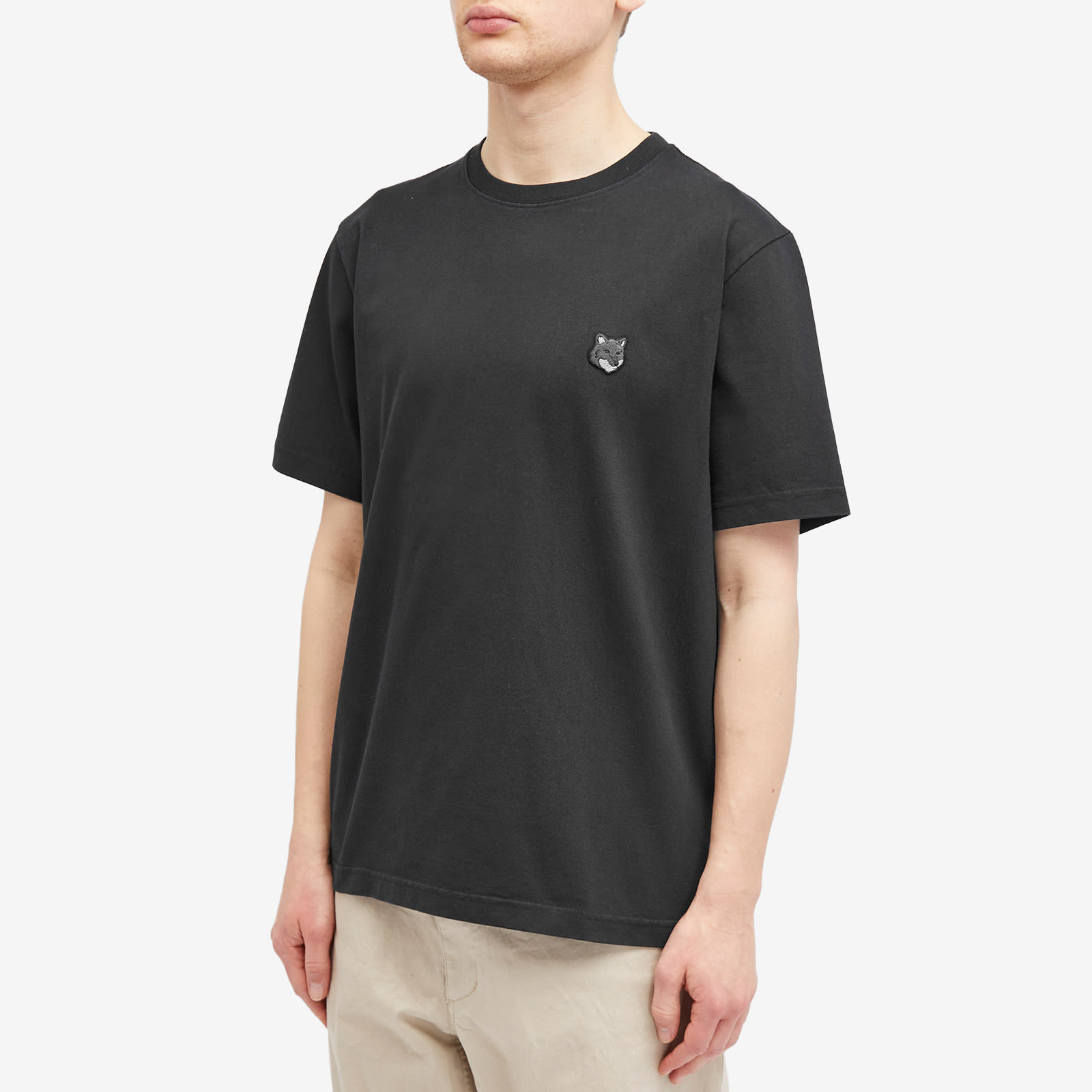 Men's Bold Fox Head Patch Comfort T-Shirt in Black, Size Medium 