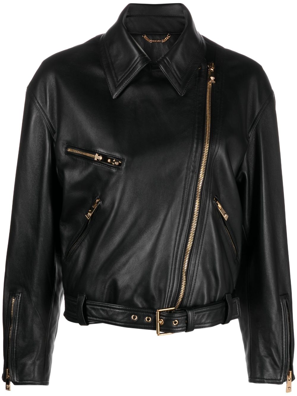 Medusa leather biker jacket - Black