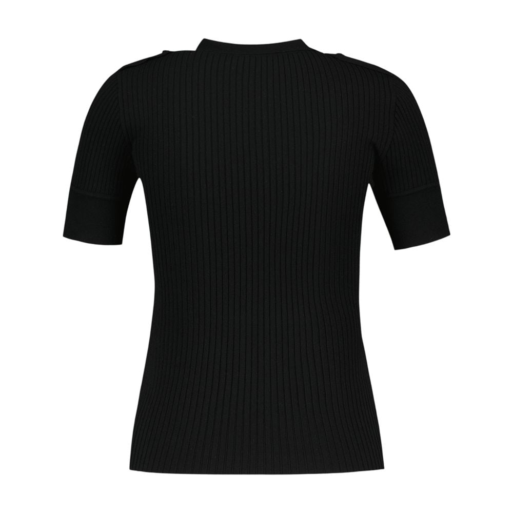 Ribbed Cotton T-Shirt — Black