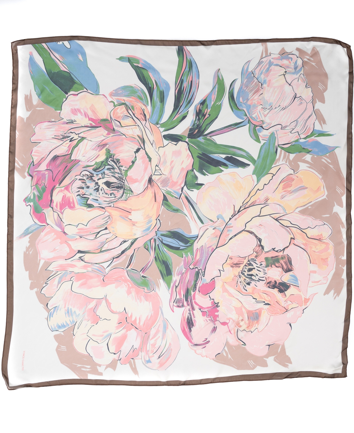 Peony Square Scarf - Black Neutral