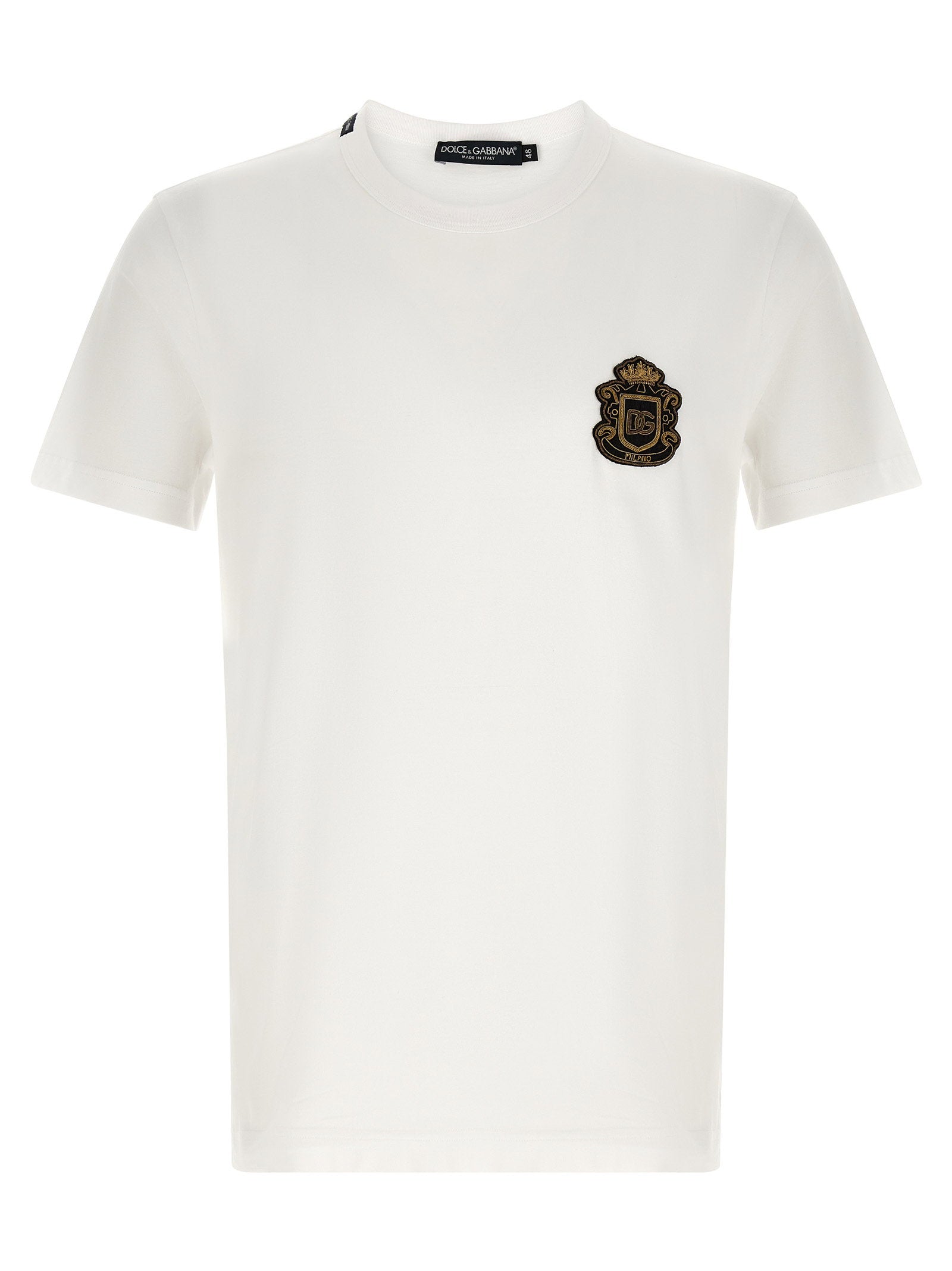 Logo-Embroidered Heraldic Patch T-Shirt — White