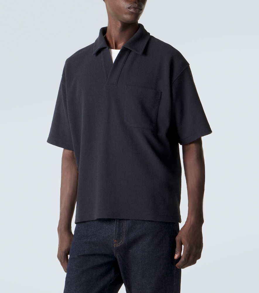 Textured cotton-blend polo shirt