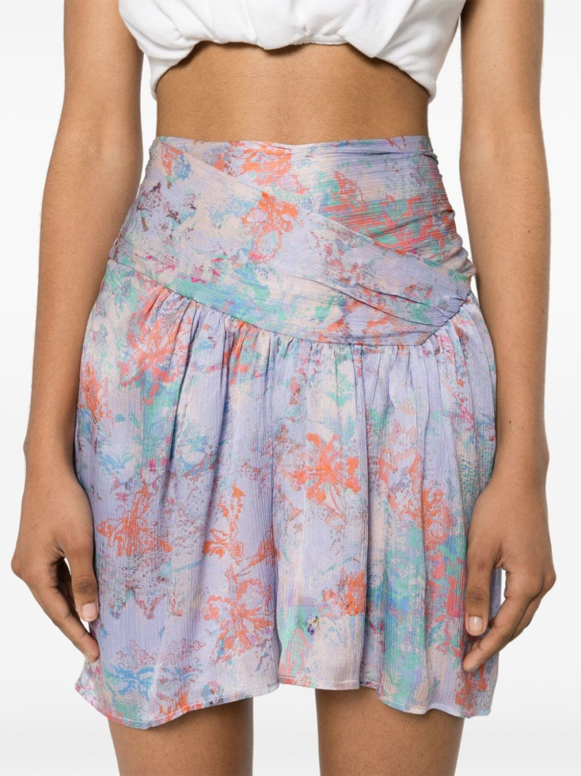 - Floral Print Silk Mini Skirt