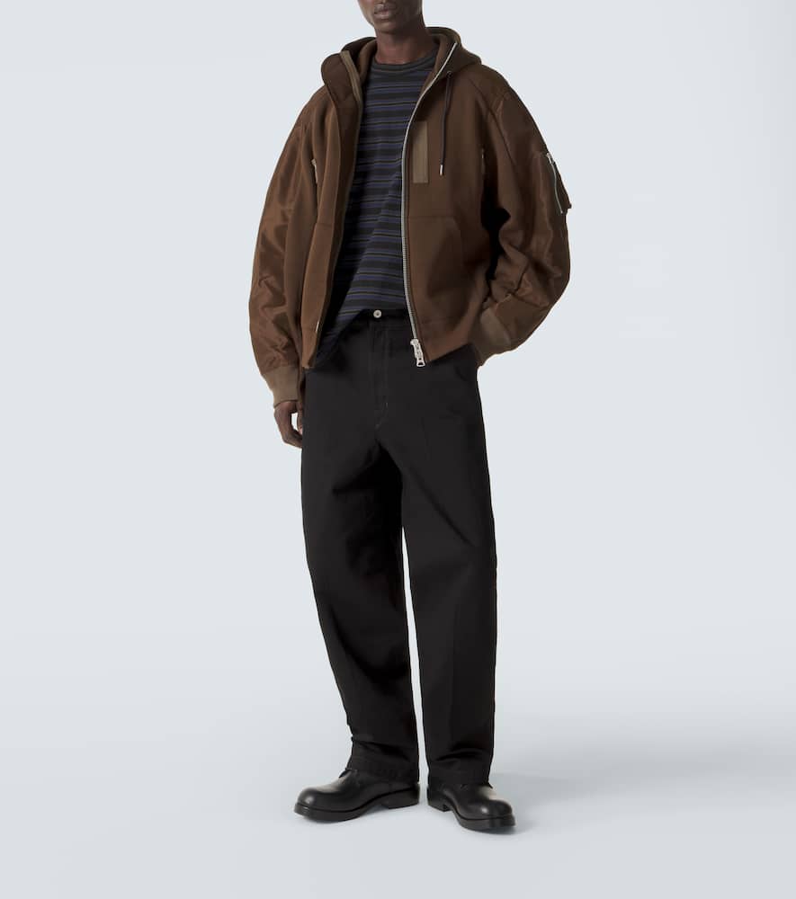 Cotton-blend and twill hoodie