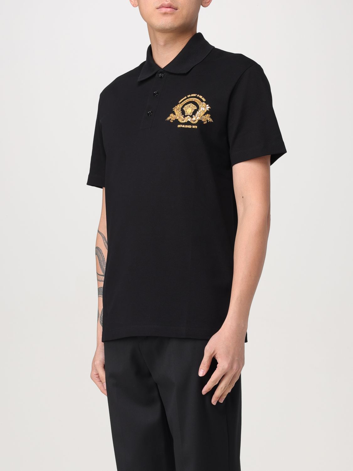 Medusa Head piqué polo shirt - Black