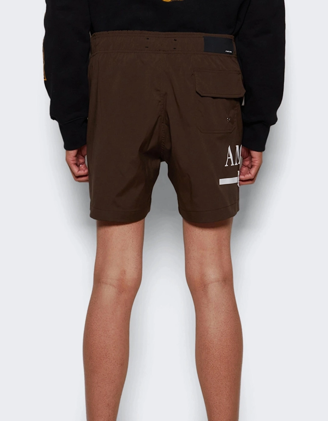 AMIRI MA BAR LOGO SWIM SHORTS BROWN