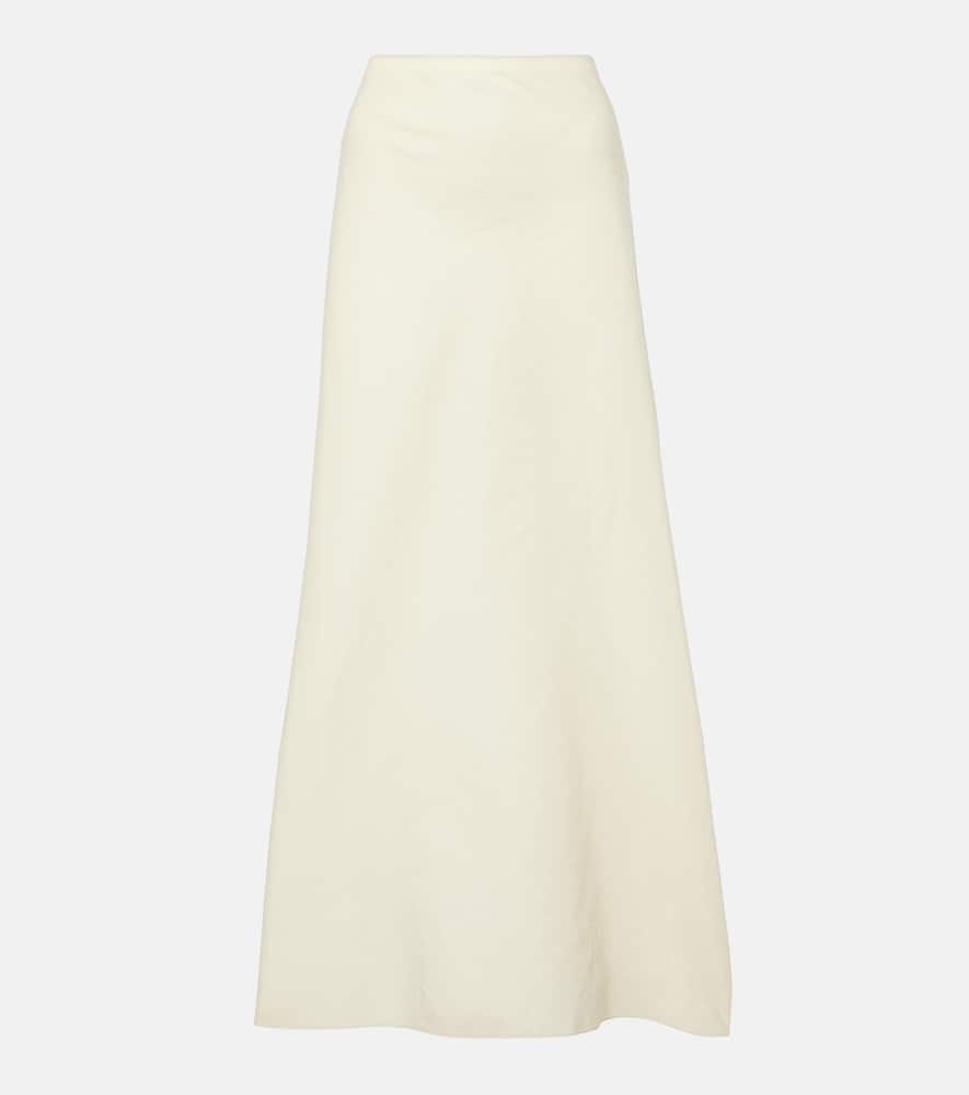 Mauva silk and cotton maxi skirt