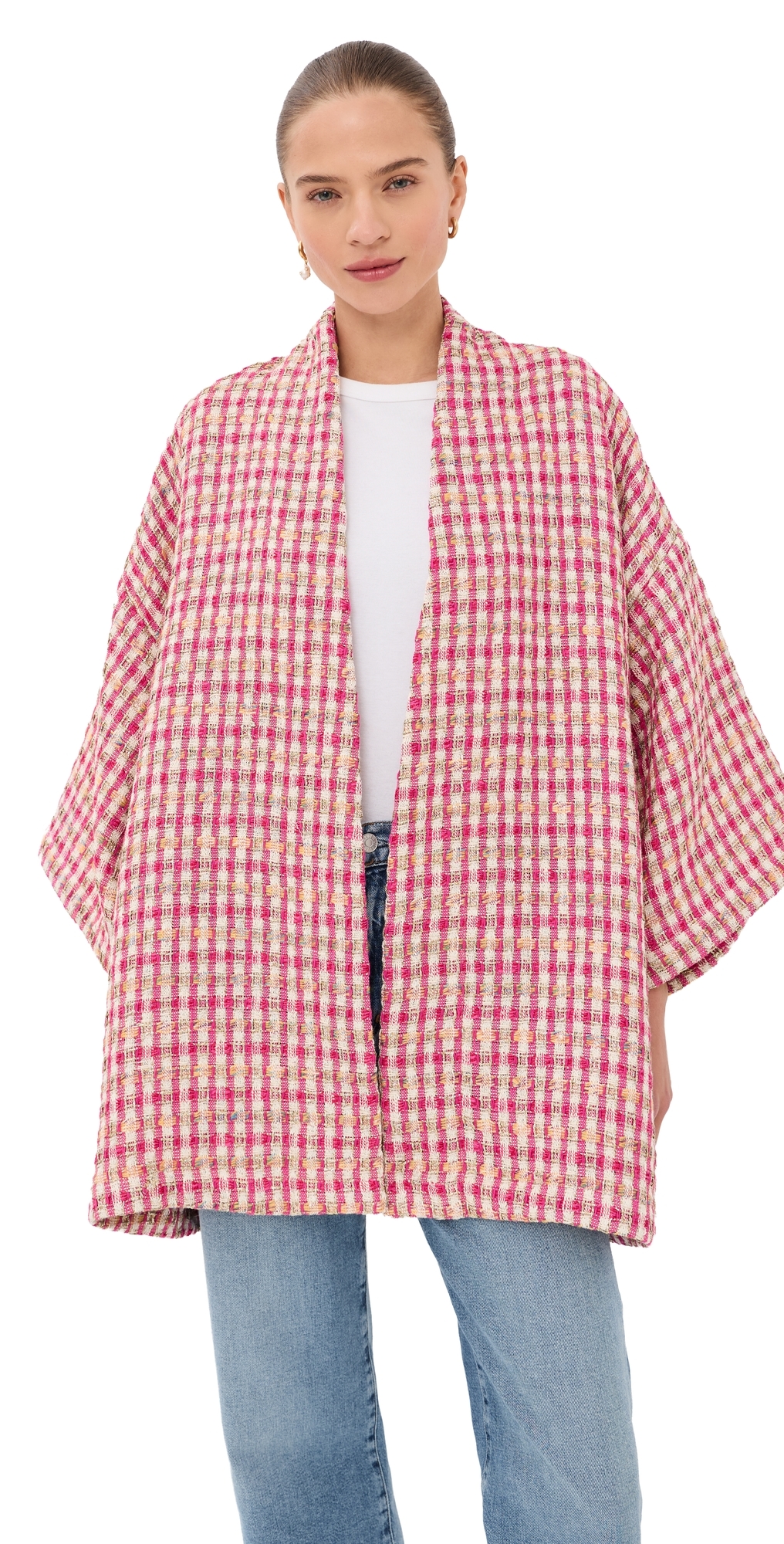 Metallic Tweed Mini Duster Pink & Tan One Size
