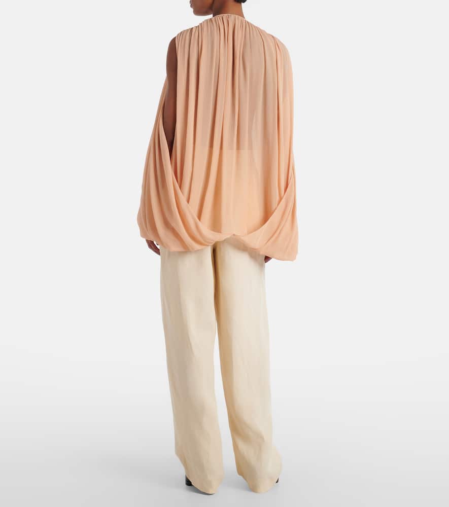 Draped silk chiffon blouse