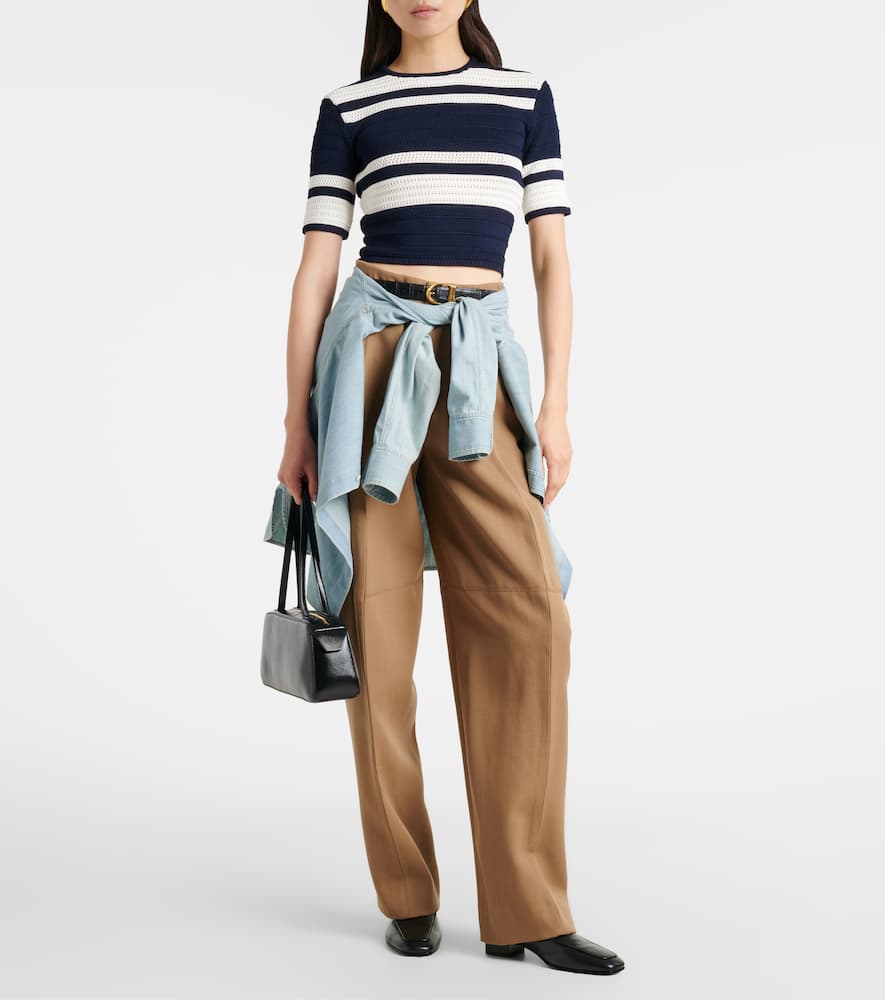 Knitted striped crop top