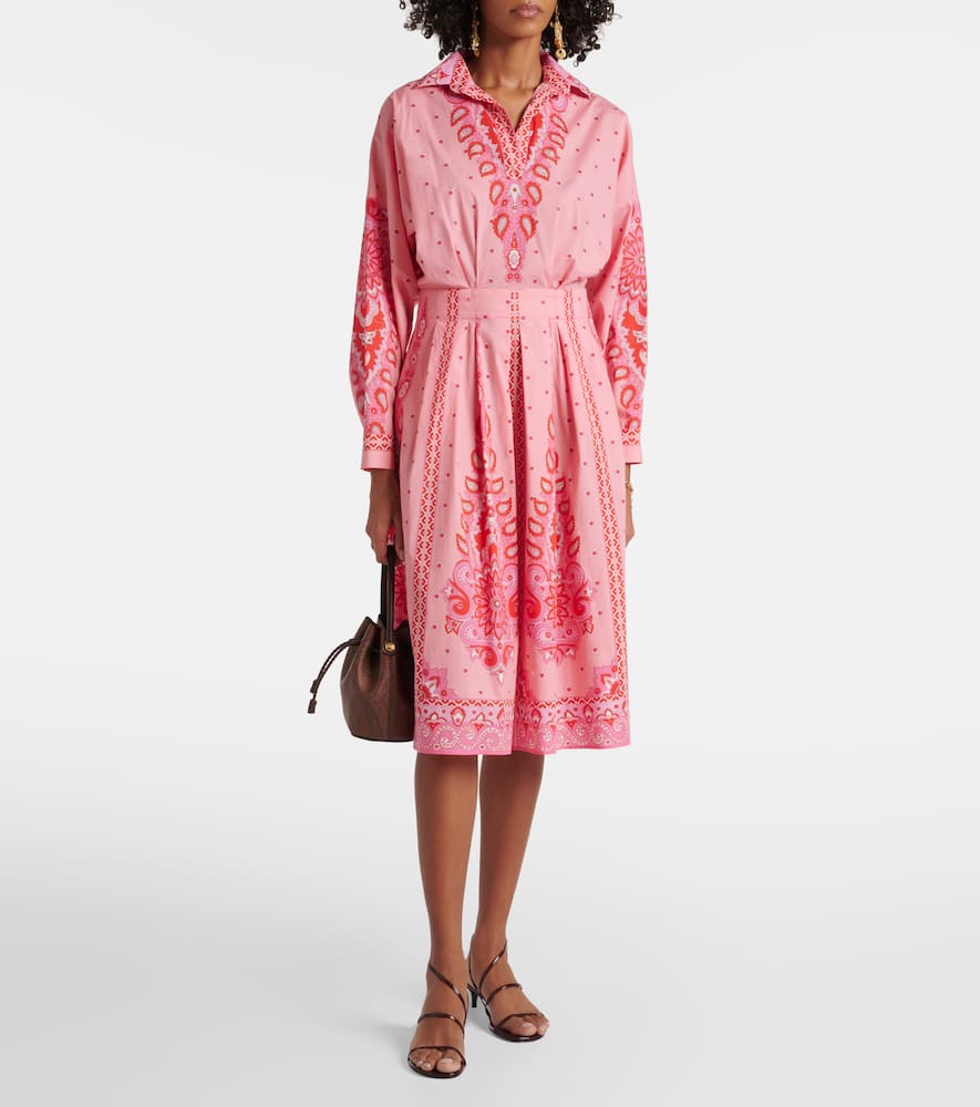 Printed cotton-blend midi dress