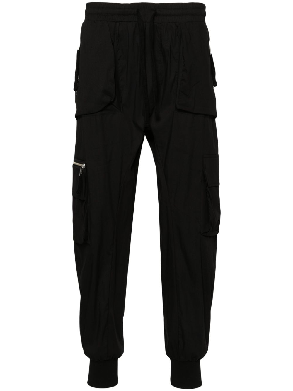 Drawstring-waist cargo trousers - Black
