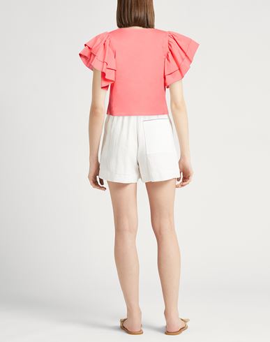 Woman Top Coral Size 4 Cotton, Elastane