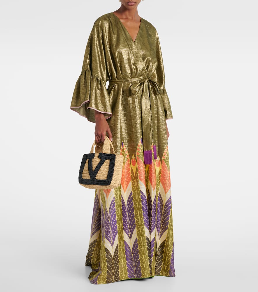 Printed silk-blend gown