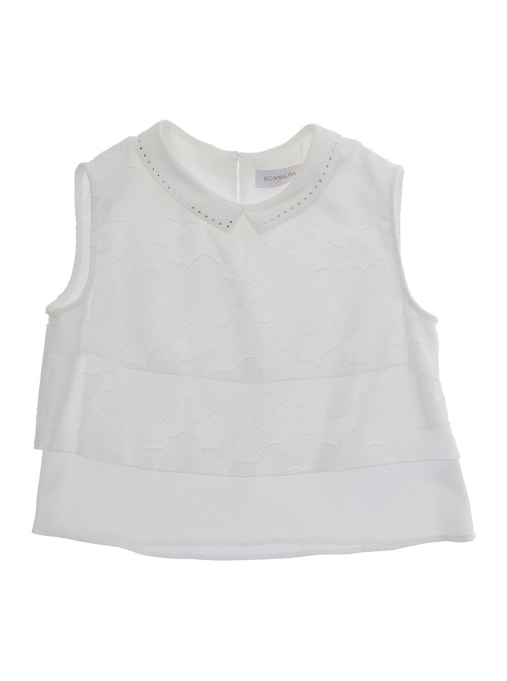 Ruffled Polyester Tank Top — White