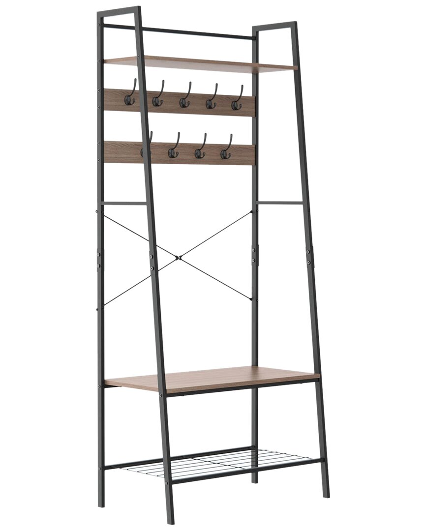 ClosetMaid Steel Frame Entryway Bench With 9 Hooks & Shoe Storage Rack