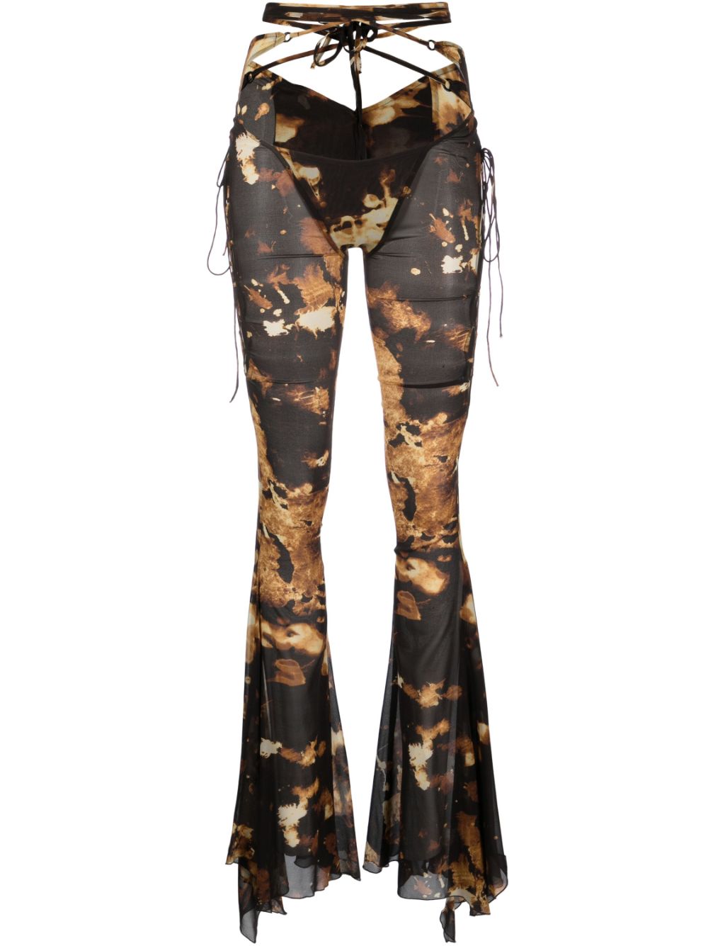 Starlight-print flared trousers - Black