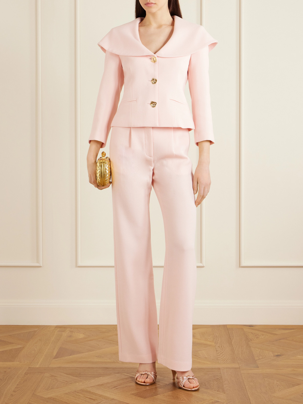 Rota Belted Pleated Wool-crepe Straight-leg Pants - Pink