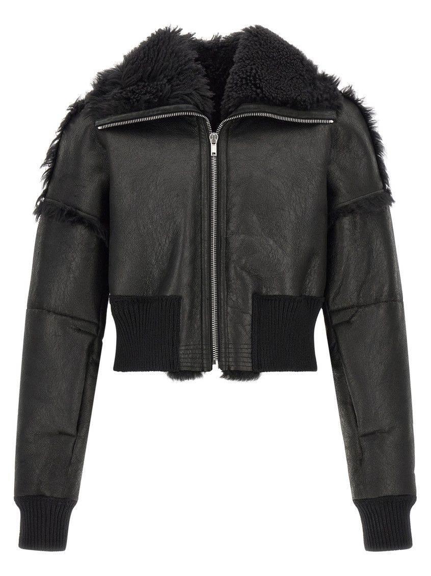 Rick Owens - cropped shearling collar bomber coat