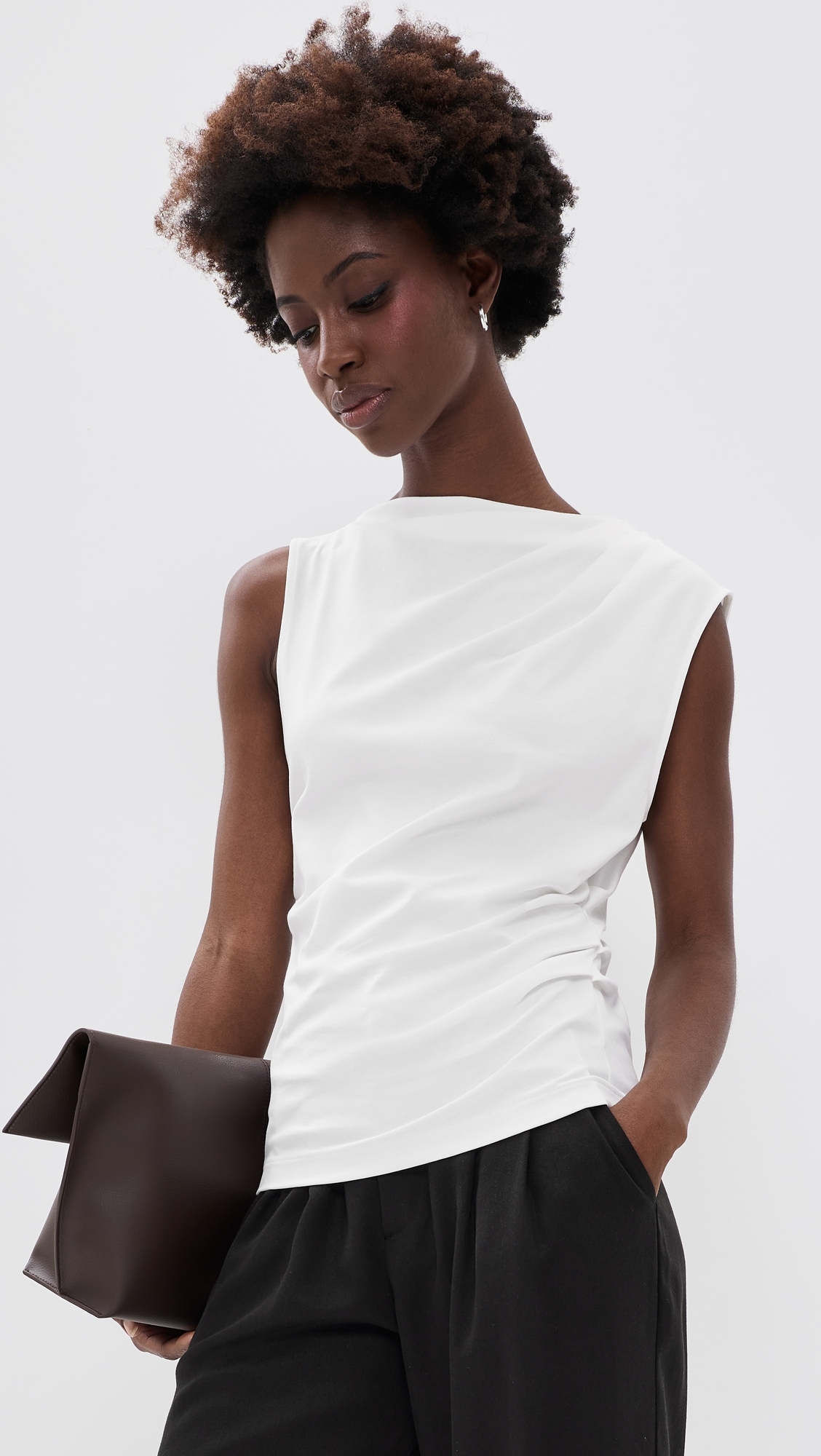 Sleeveless Draped Top Optic White