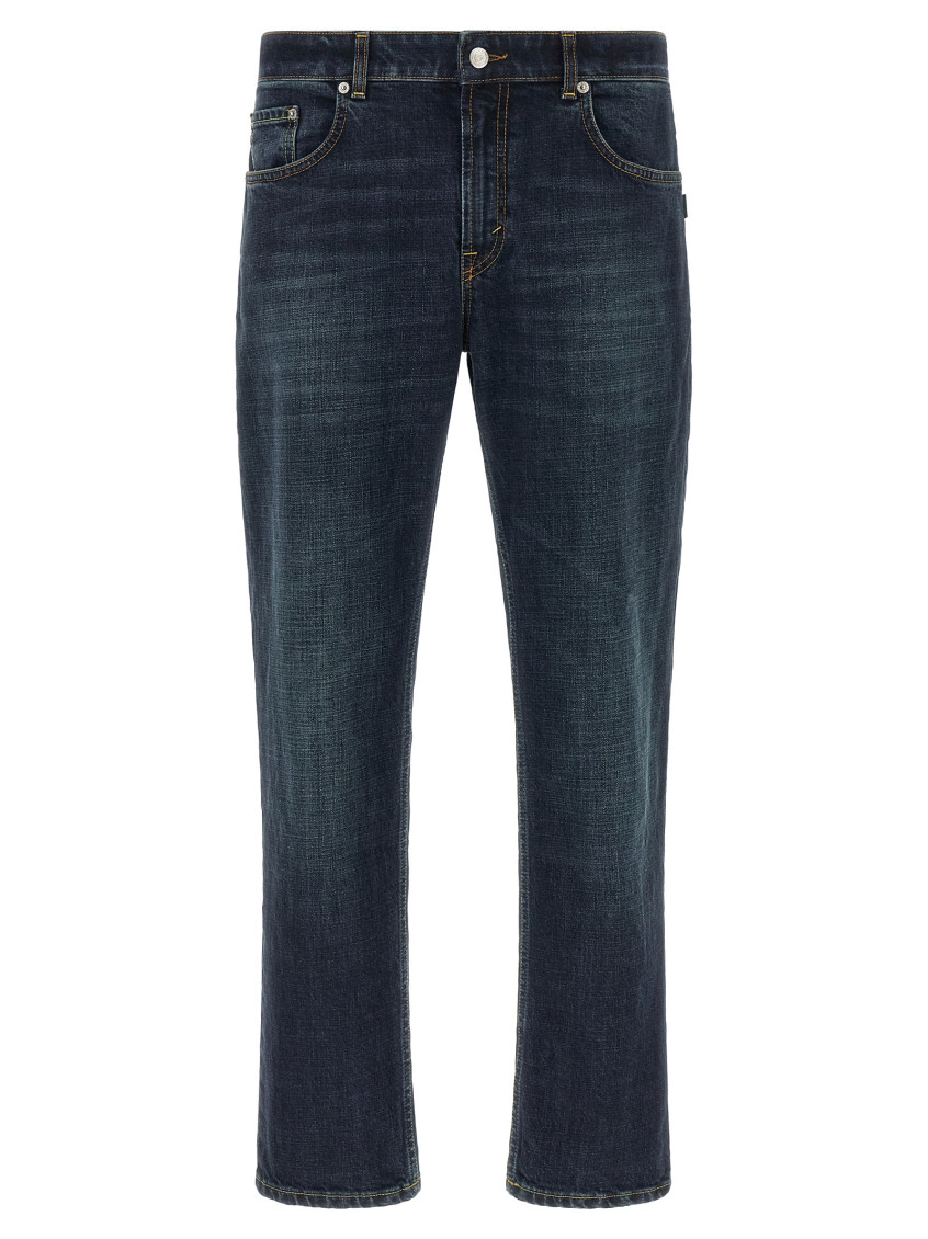 Blue Straight Mid Rise Jeans