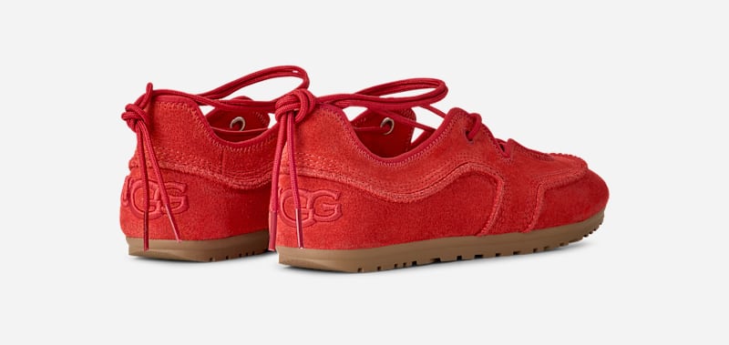 ® Women's Quill Ballet Sneaker Suede Shoes in Red Pepper