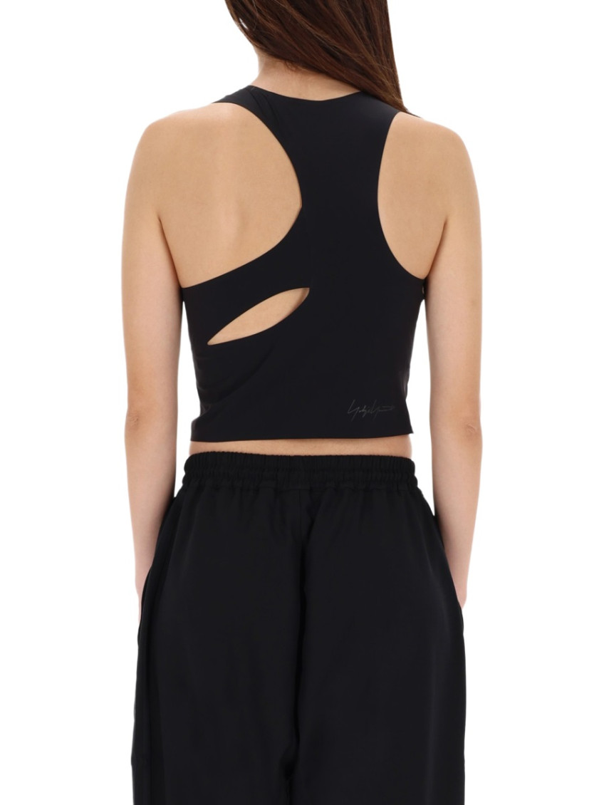 Y-3 - sleeveless cropped racerback top zipper