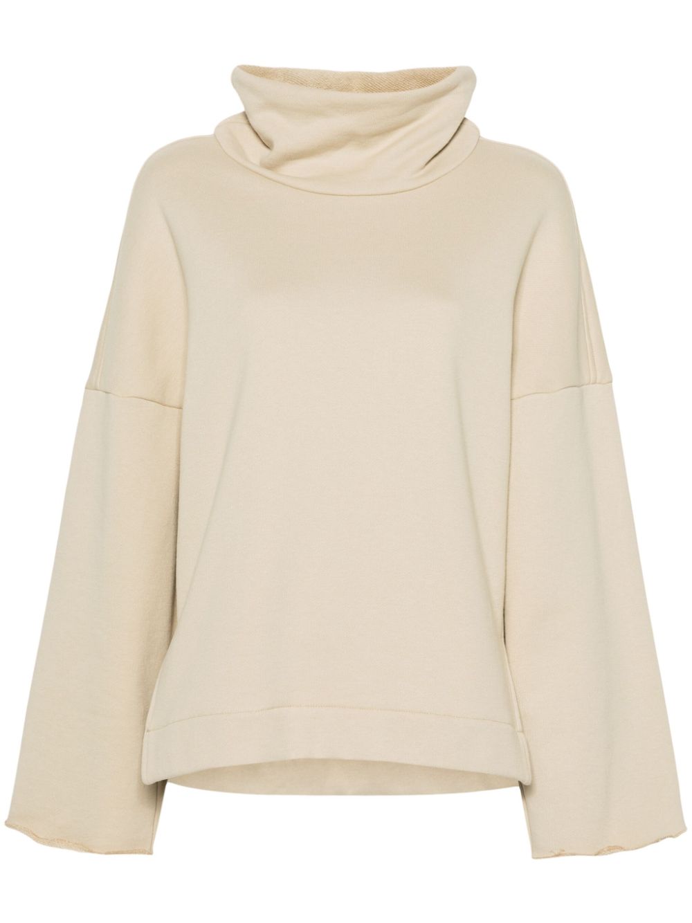 High-neck cotton sweatshirt - Neutrals